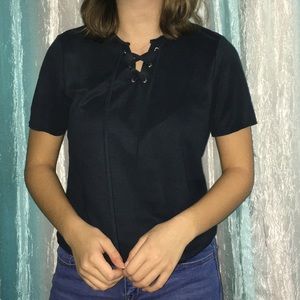 Dark Blue Lace up Shirt